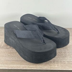 Y2K Nine West Platform Flip Flops Wedge Thong Sandals - Size 7